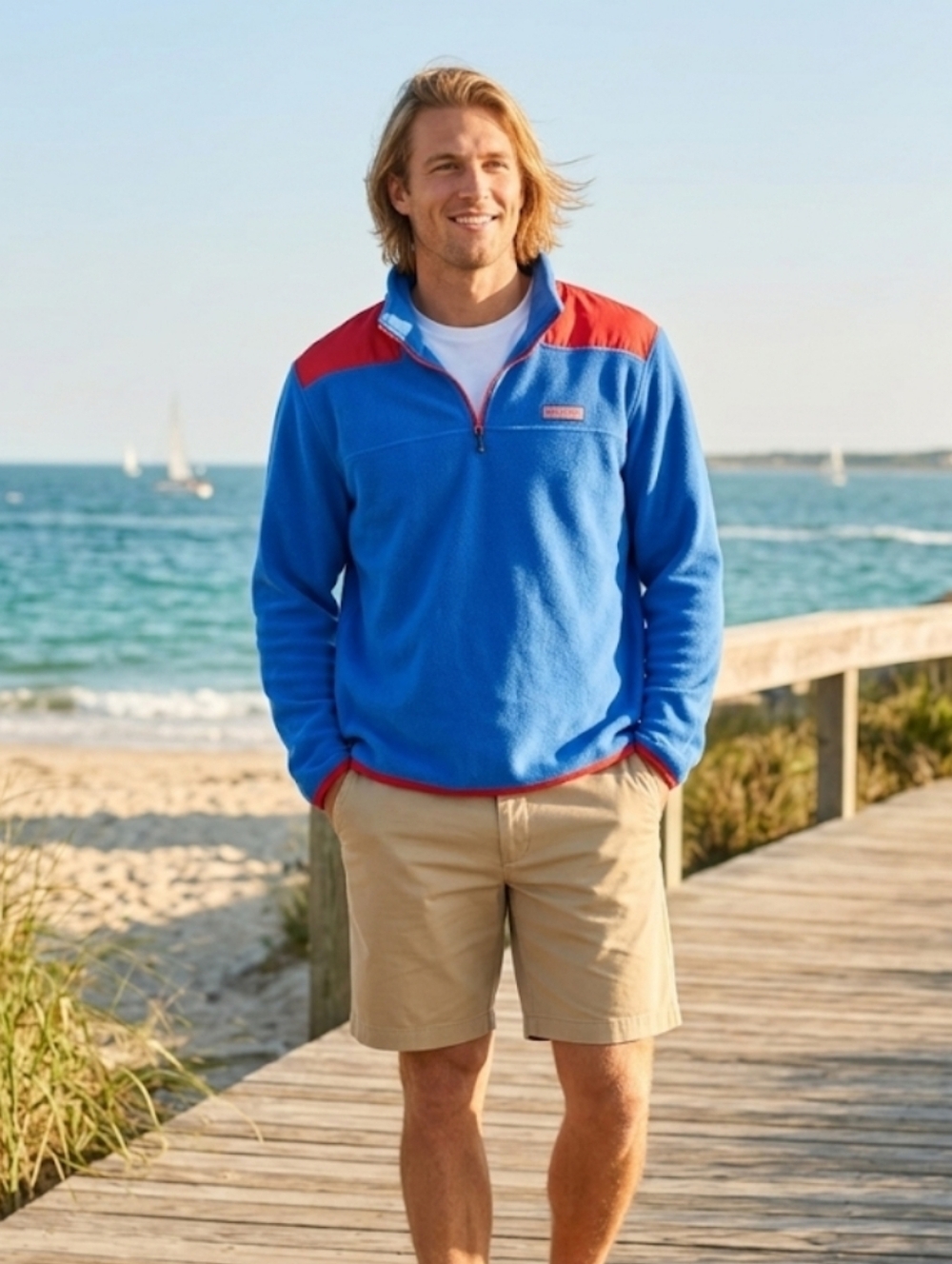 Vineyard Vines Retro Fleece Quarter Zip Pullover Colorblock